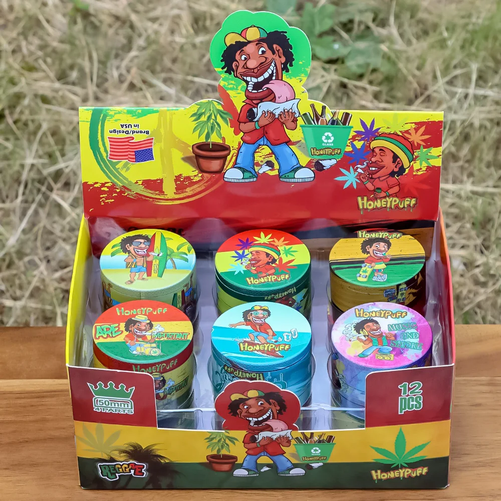 Zinc alloy metal herb grinder new smoking accessories 50mm 4 layers portable weed grinder herb custom logo