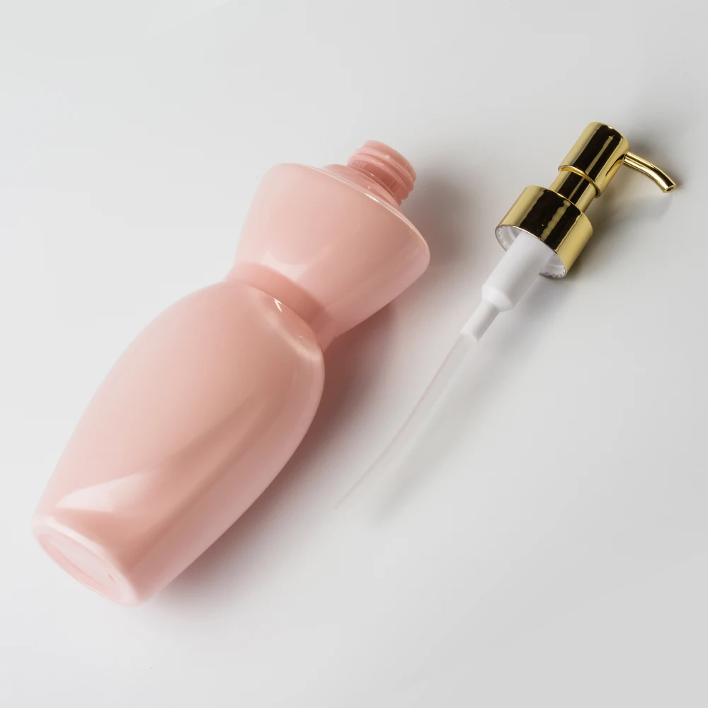 Custom 250ml 8oz Plastic Cosmetic Beauty Skincar PET Pink Shampoo And Conditioner Shower Gel BottleWith Pump Cap