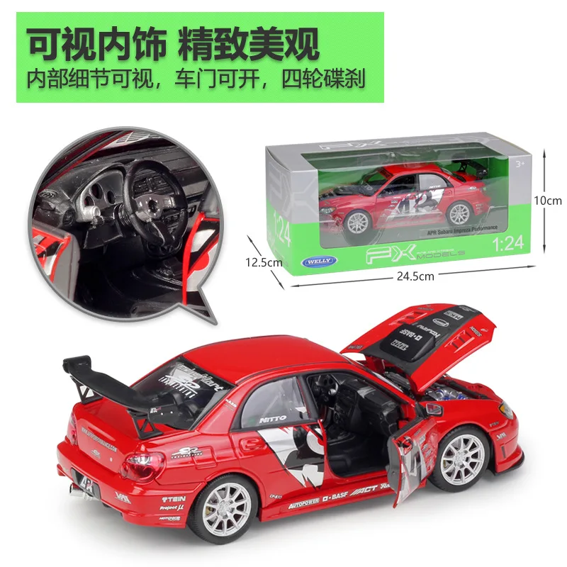 Welly 1:24 Апрель S ubaru lmpreza производительность машины Металл Коллекционная моделирования литой автомобильный брелок для автомобильных ключей модель
