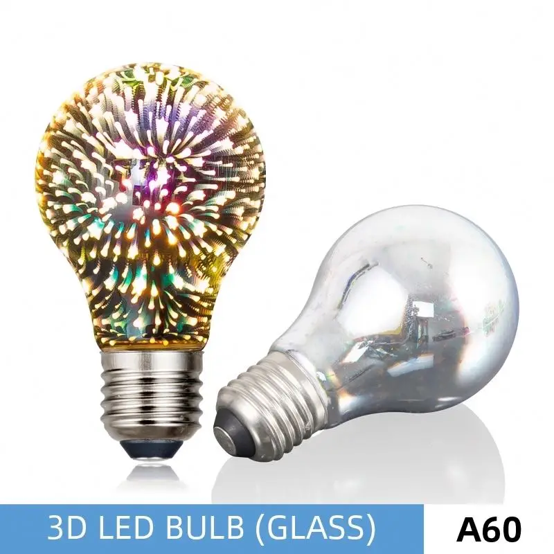 Decorative A60 G80 G95 G125 ST64  Low Power Consumption Colorful 1.4W/3.5W  3D Firework Lamp