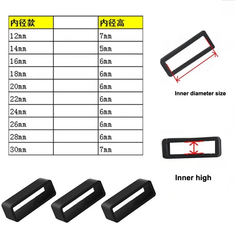 Soft Silicone wrist Watch Band Strap Loops Rings Keepers Retainers Holders Watch Accessories 12 14 16 18 20 22mm 24mm 26 28 30mm