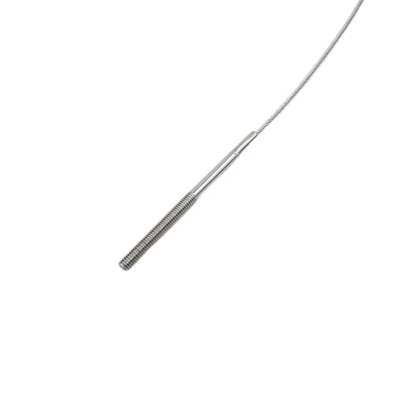 Plastic coated 2mm steel cable with threaded rod screw wire and press studs metal