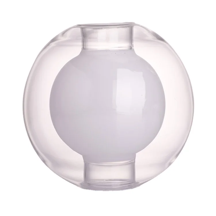 Premium Quality Pendant Double Layered Hand Blown Round Heat Resistant Glass Lamp Shade