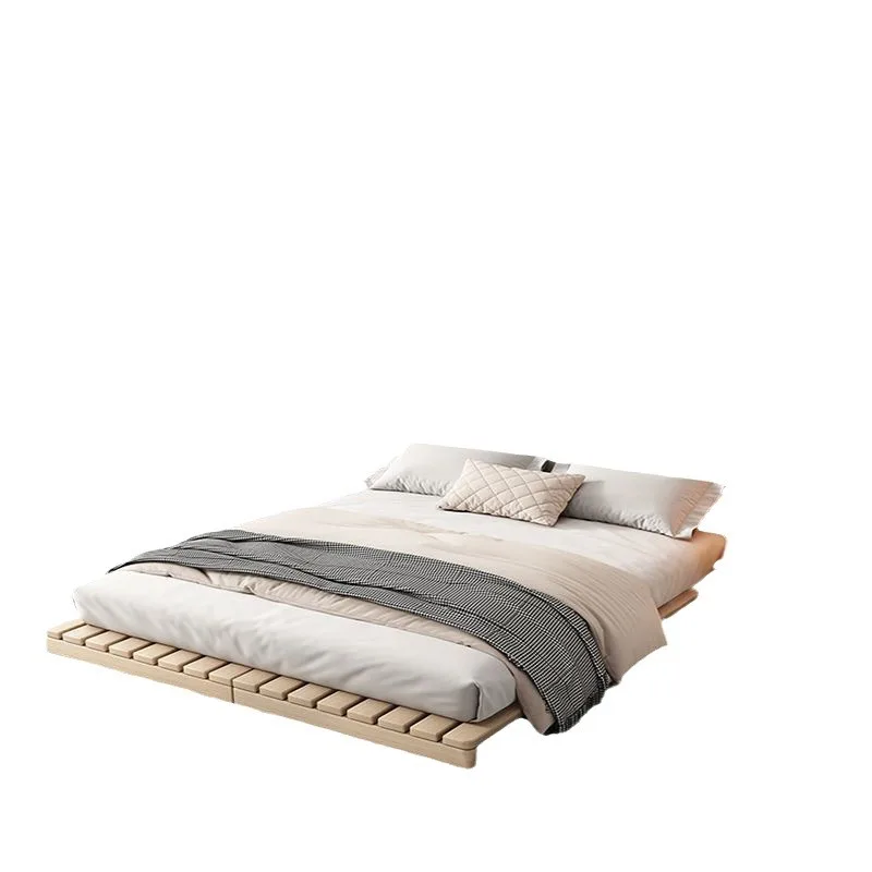 Nordic Modern Minimalist style solid wood bed without bed head tatami Floor Sleeping Bed frame