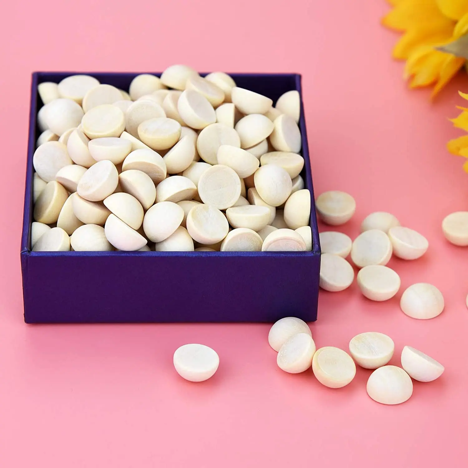 Tailai Unfinished Split Wooden Balls Half Cut Wood Paint DIY Craft Toy Home Decoration