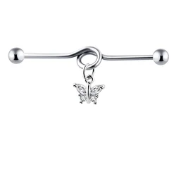 Statement Earrings Stainless Steel Body Jewelry Gold Butterfly Zirconia Piercing Earrings