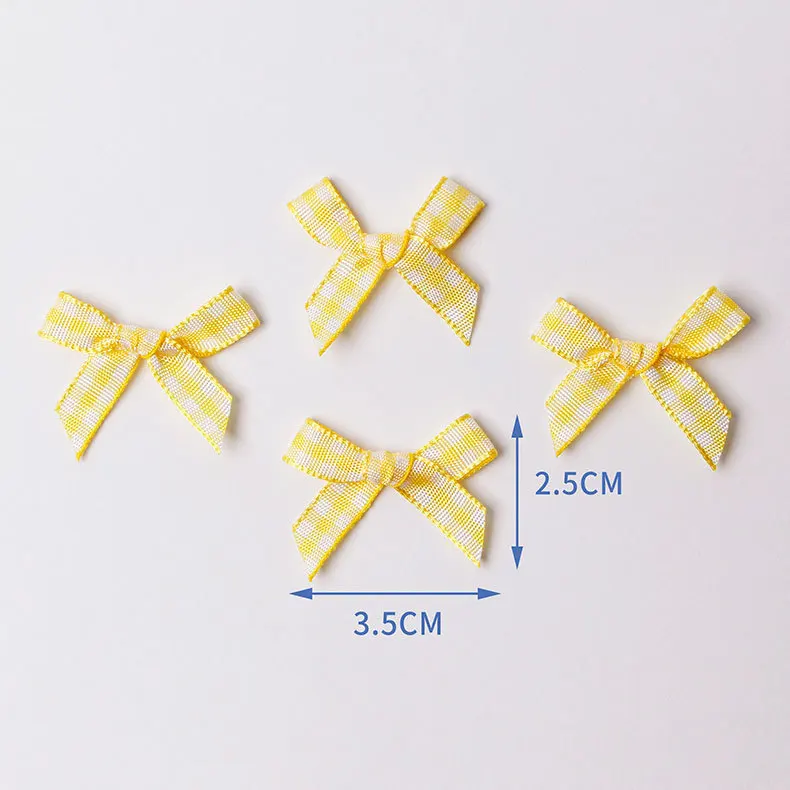 1.5 inch Mini Pre-Tied Checkered For Promotion Lingerie Small Satin Gold Ribbon Bows Set For Bra Fo r Underwear