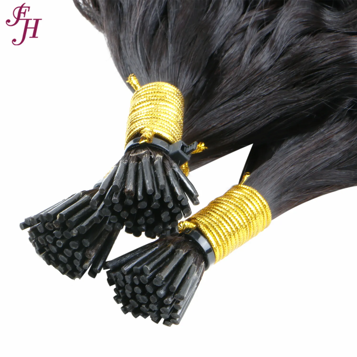 FH raw indian double drawn keratin bond i tip human hair 26 inch deep curly 10a i tip wavy human hair extensions