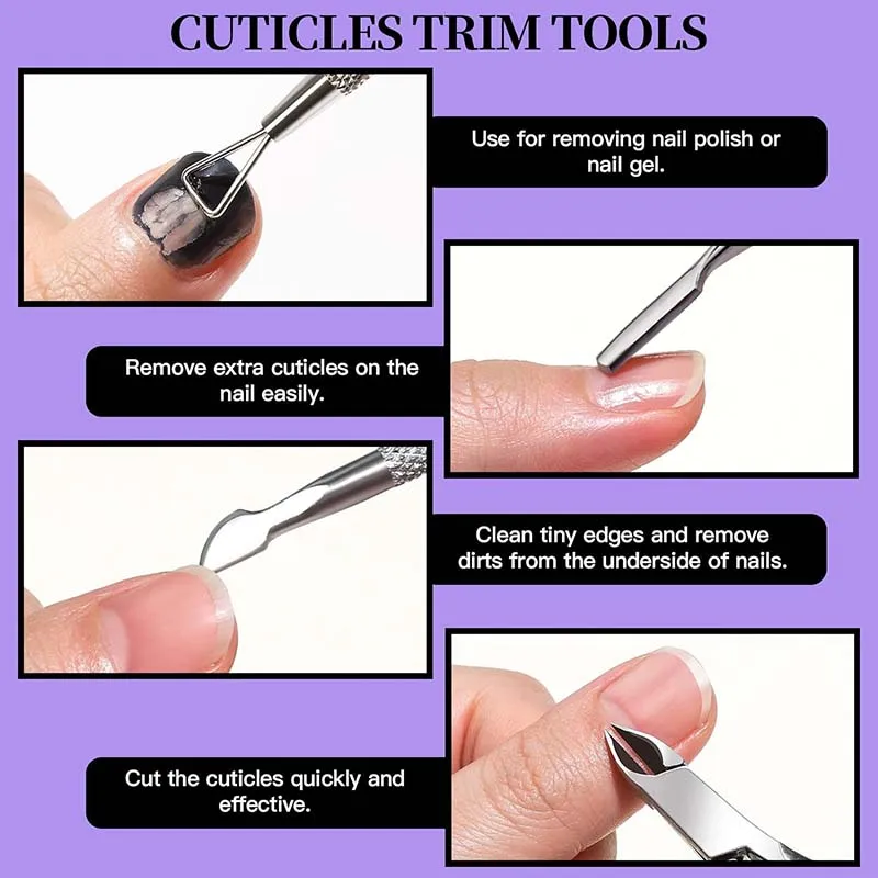 Manicure Pedicure Tools Kit Nail Files Buffer Brush Block Nail Cuticle Nippers Cuticle Peeler Nail Lifter for Ingrown Toenails