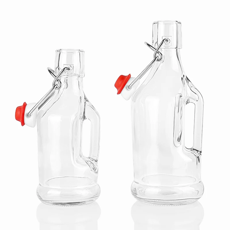 200ml 350ml glass fermentation bottles glass swing top bottles for beverages with handle for sale