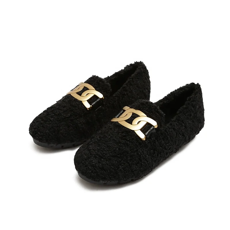 2021 Winter Warm Ladies Flat Casual Shoes for Women New Styles Lamb Edamame Bean Shoes