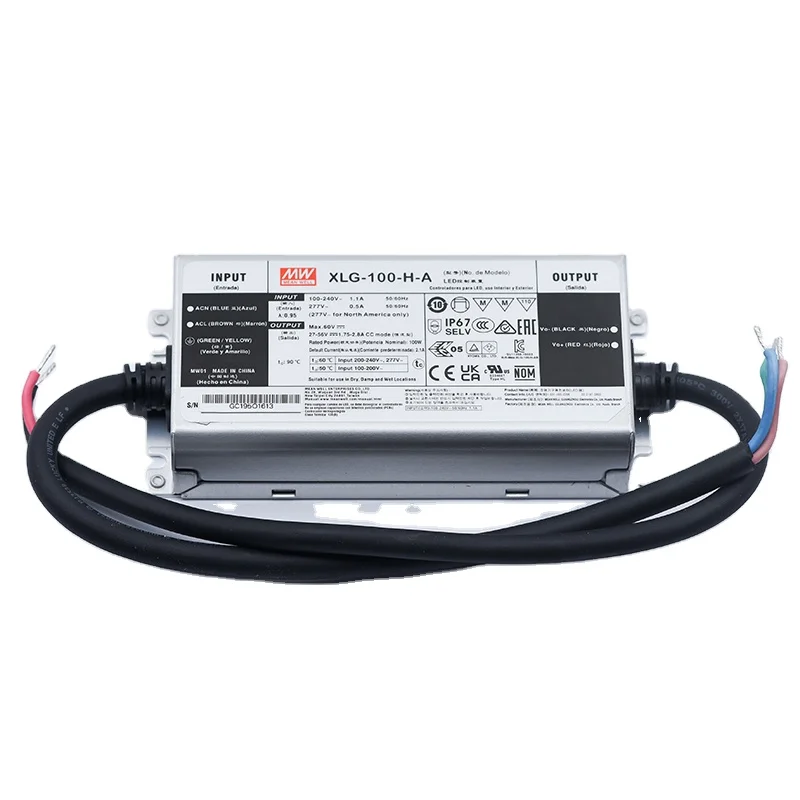Stock Meanwell XLG-100-12-A IP67 Waterproof Constant Power Mode LED Driver 12V 100W LED Power Supply