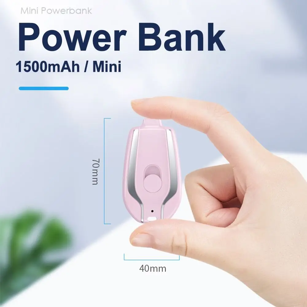 Keychain Emergency Charger for smart phone Android 1500mah Portable Mini Power Bank Popular Li-polymer Battery ABS Universal 5W