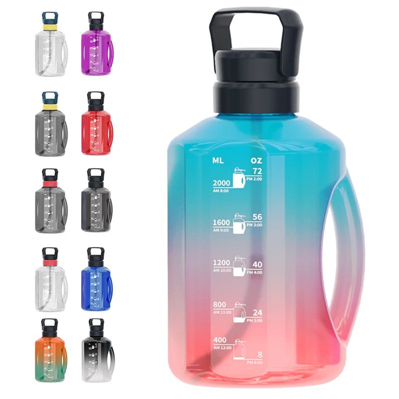 Water Bottle with Time Marker BPA Free Fitness Big Portable Designer Drinking Reusable Gym Sports 2700ML Sports Items Plastic