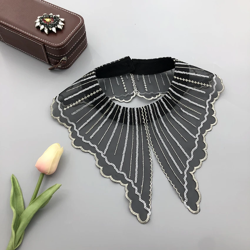 Manufacturer Hot Selling Fake Collar Embroidery Designs Lace Fabric Fake Collar Women Clothing Accessories Collar