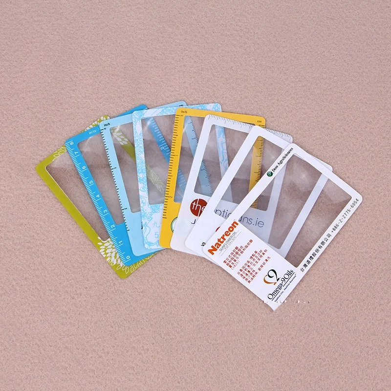 Customized Artwork Design Credit Card Size PVC Card Magnifier Business Card Promotional Gift Magnifying