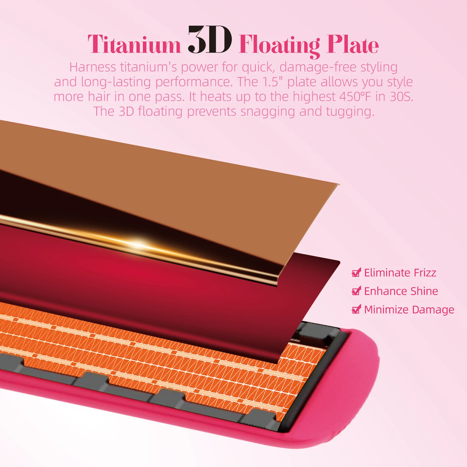 Custom 2 In 1 500F Titanium Flat Iron Private Label Hair Straightener Professional Infrared Hair Straightener