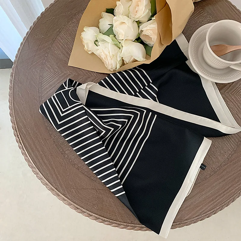 New Fashion Summer Scarves For Women Best Matched Summer Silk Square Scarf Black and White Color Wholesales brand scarf summer