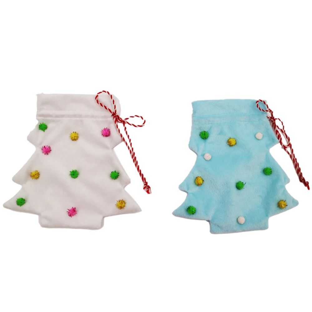 small plush christmas tree shape pouch bag drawstring christmas bags