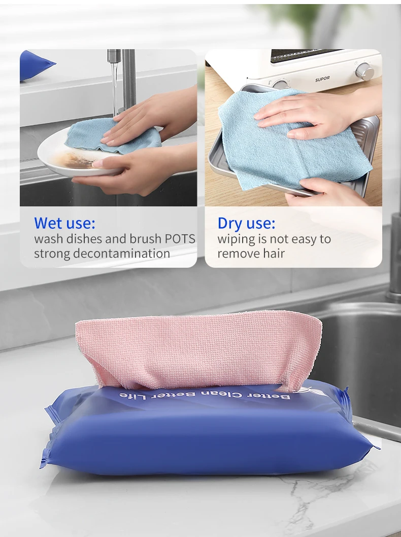 Pink 8.6*8.6(Pack of 20)in Disposable Microfiber Rags in Bag 180GSM Lint Free Cloth Reusable Kitchen Towel Dust Auto Shops