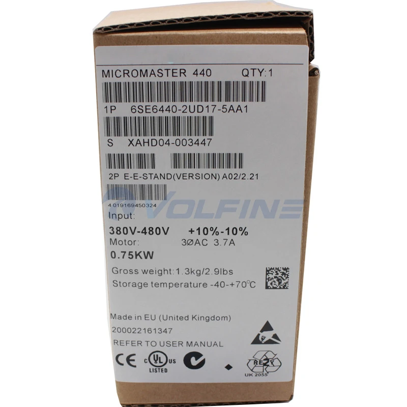 Siemens INVERTER 440 0.75KW 6SE6440-2UD17-5AA1