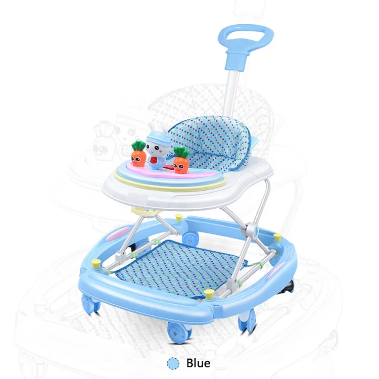 Comfort with music six wheeled baby walkers for men and women anti-rollover/music plastic break baby walker for sale