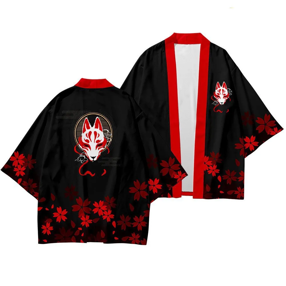 Wholesale High Quality Print Cosplay Kamado T-shirt Men Tops Jackets Japanese Anime Cloak Happi Coat