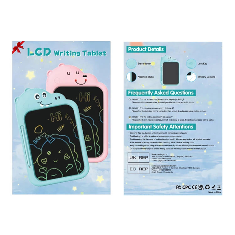 digital memo writing tablet Delete key electronic board with pen 8.5 inch LCD Drawing pad