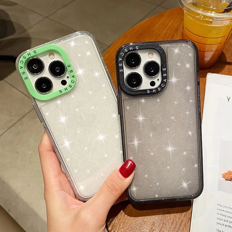 Clear Glitter Silicone Case with Logo Camera Protection for iPhone 13 Glitter Case