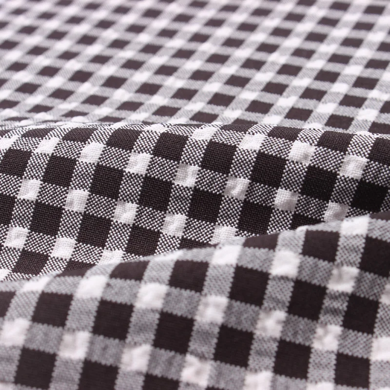 black white ripstop 95%polyester  5%spandex cationic polyester bubble plaid spandex fabric for  sportswear garment