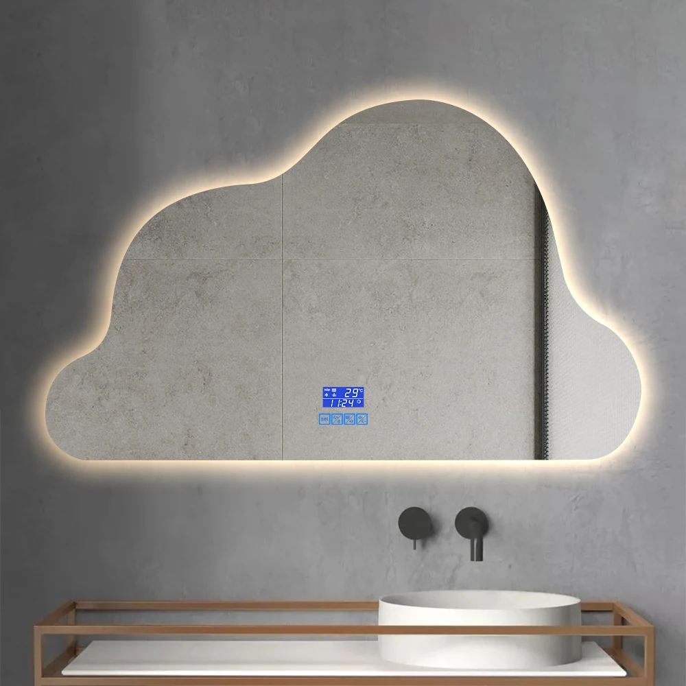 BOLED  new  design cloud shape backlit LED wall  mirror Lighted Makeup frameless vanity shower  mirror with led light
