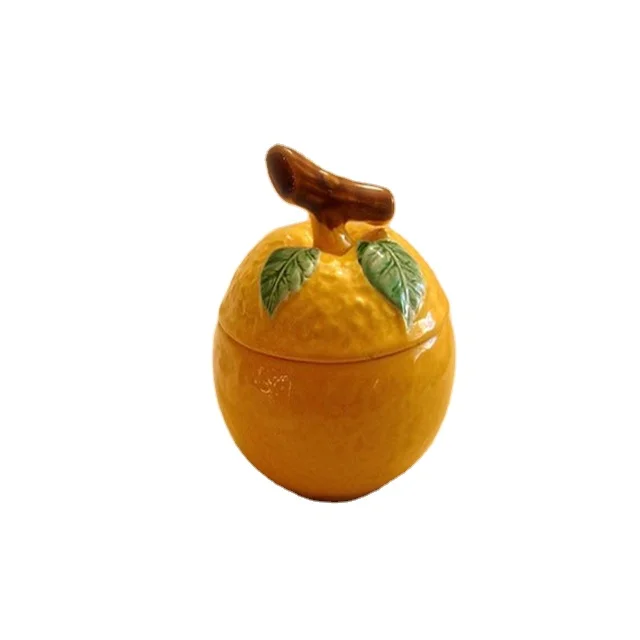 Прямая поставка с завода керамическая банка в форме лимона оптовая продажа маленькая круглая для печенья крышкой