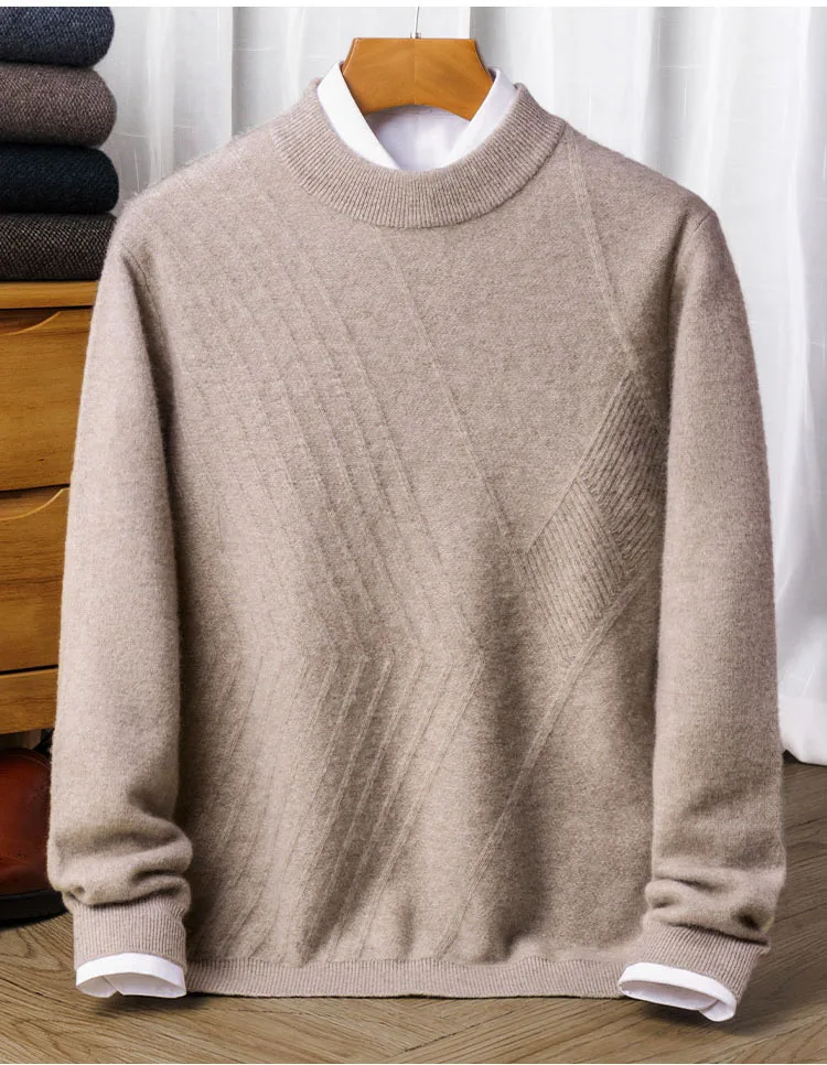 100% pure cashmere custom winter menswear round neck men cashmere sweater for the winter