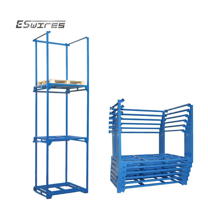 Heavy Duty Collapsible Storage Equipment Powder Coating Stacking Nest Metal Pallet Tainer