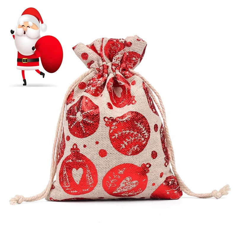 Custom Merry Christmas Santa Gift Storage Drawstring Bag