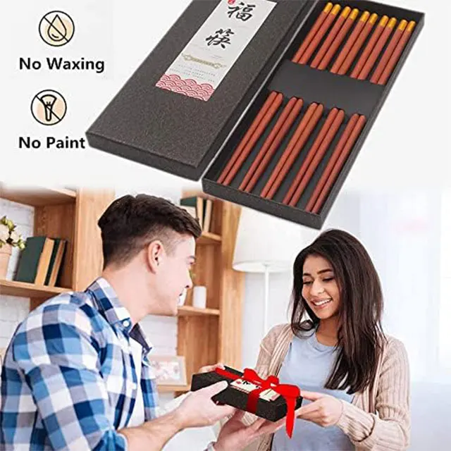 25CM Red sandalwood Material chopsticks Reusable biodegradable Good luck Chinese Chopsticks Set for Festival gifts Asian foods