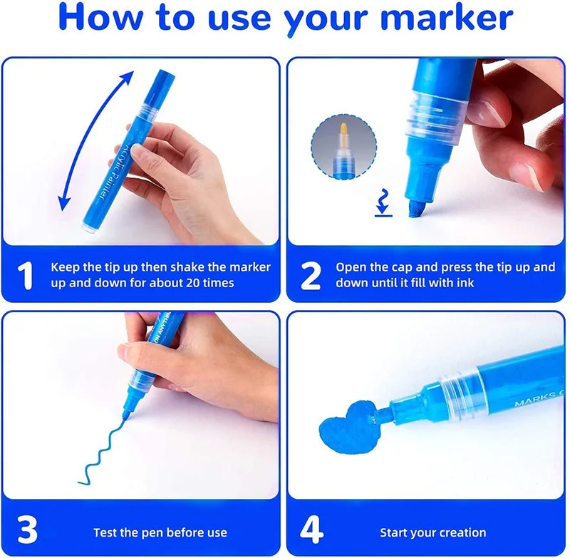 
12 coclors Permanent DIY Craft Water Based Paint marker pen Bright Color Permanent Acrylic Paint Marker Pen 