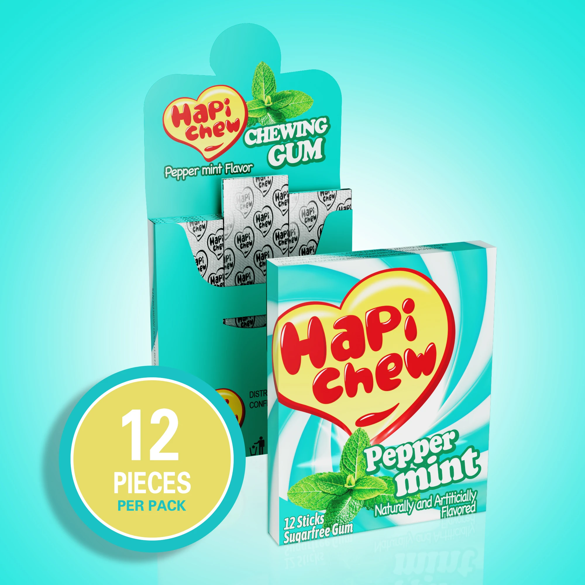Hapi Chew private label 12 pcs mastic halal sugar free mint healthy chewing gum