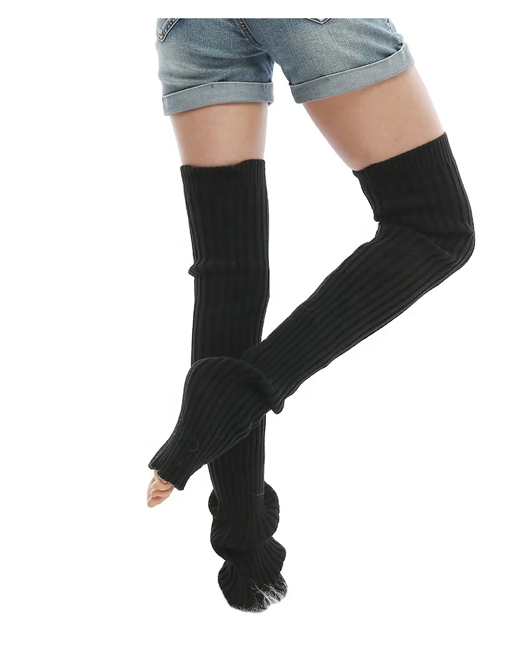 Adult Yoga Socks Women Above Knee Length Knit Loose Socks Rib Thigh-High Warm Yoga Socks