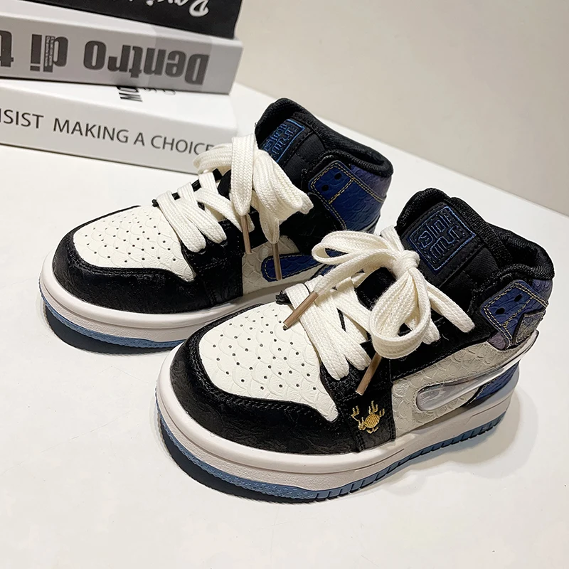 Hot Selling Primary Secondary School Student Children Shoes High Top Kids Designer Shoes New Color Block Kids Shoes Boys