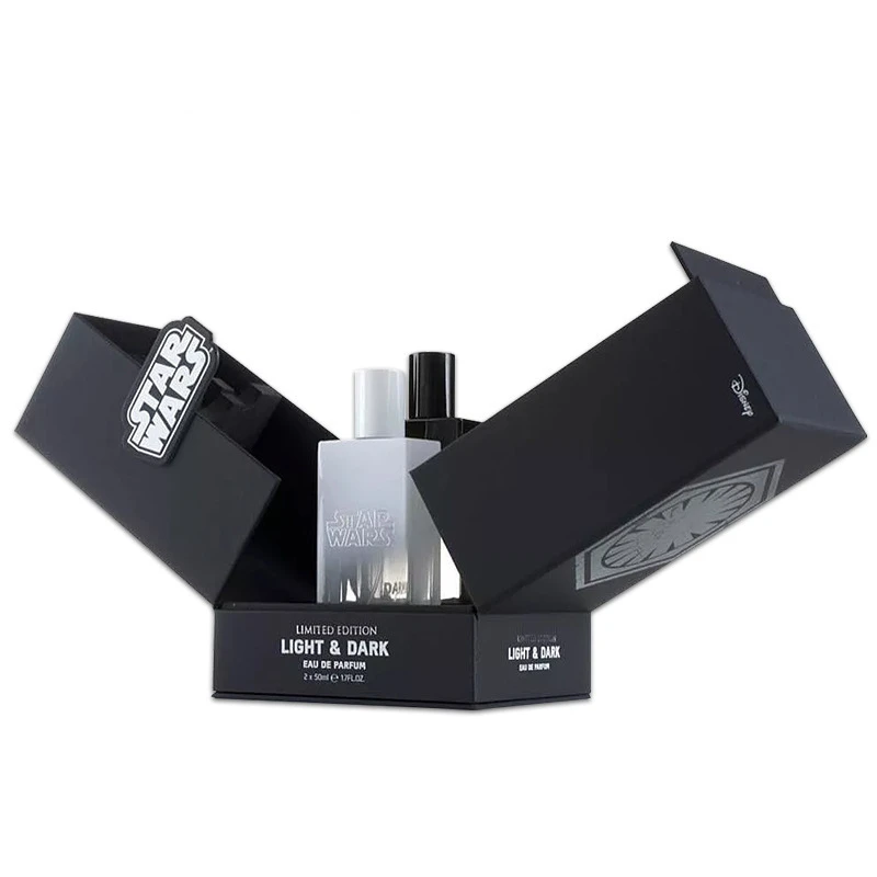 Customized Wholesale Black Hard Paper Cosmetic Packaging Empty Hard Perfume Box Logo Luxury Gift Perfume Bottle Cosmetic Box