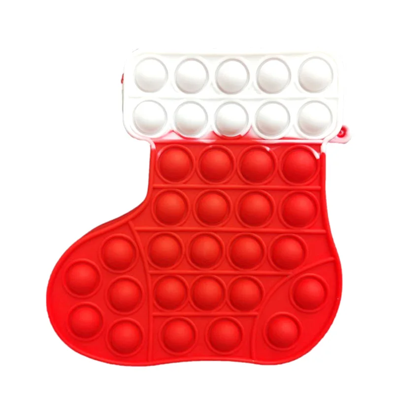 New Christmas Hat Silicone Coin Bag kids Stress Relief Bubbles Small Silicone Bags Custom Student Coin Purse