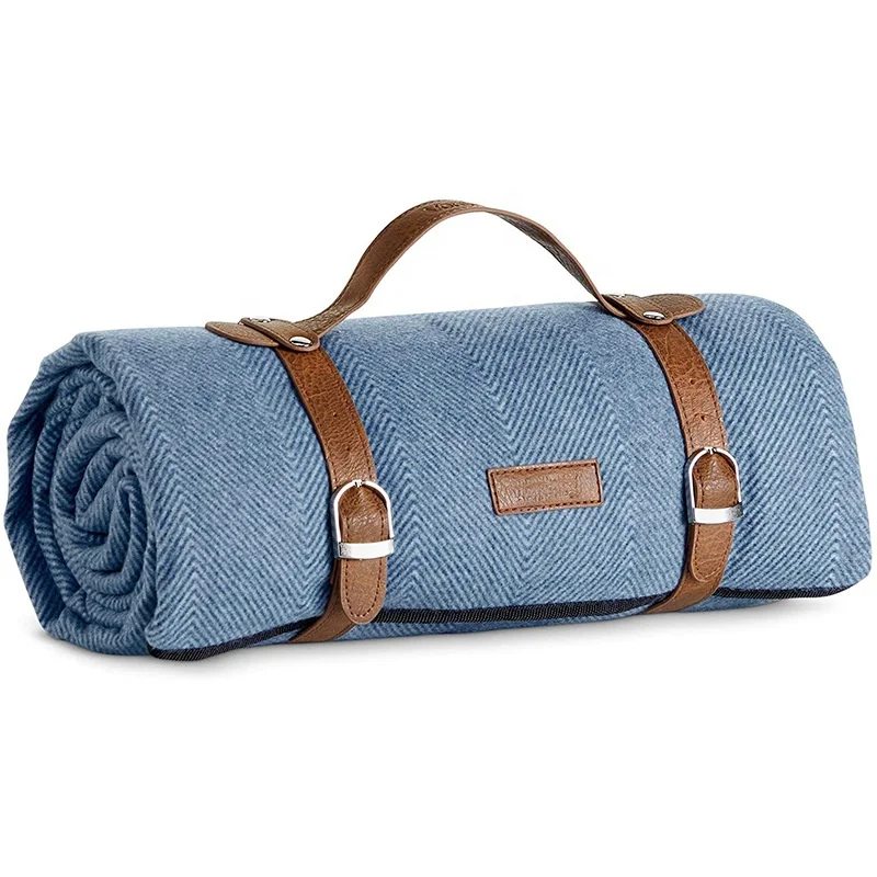 Waterproof polyester oxford picnic rugs fleece blue weighted travel water proof compact vintage polyester picnic blanket