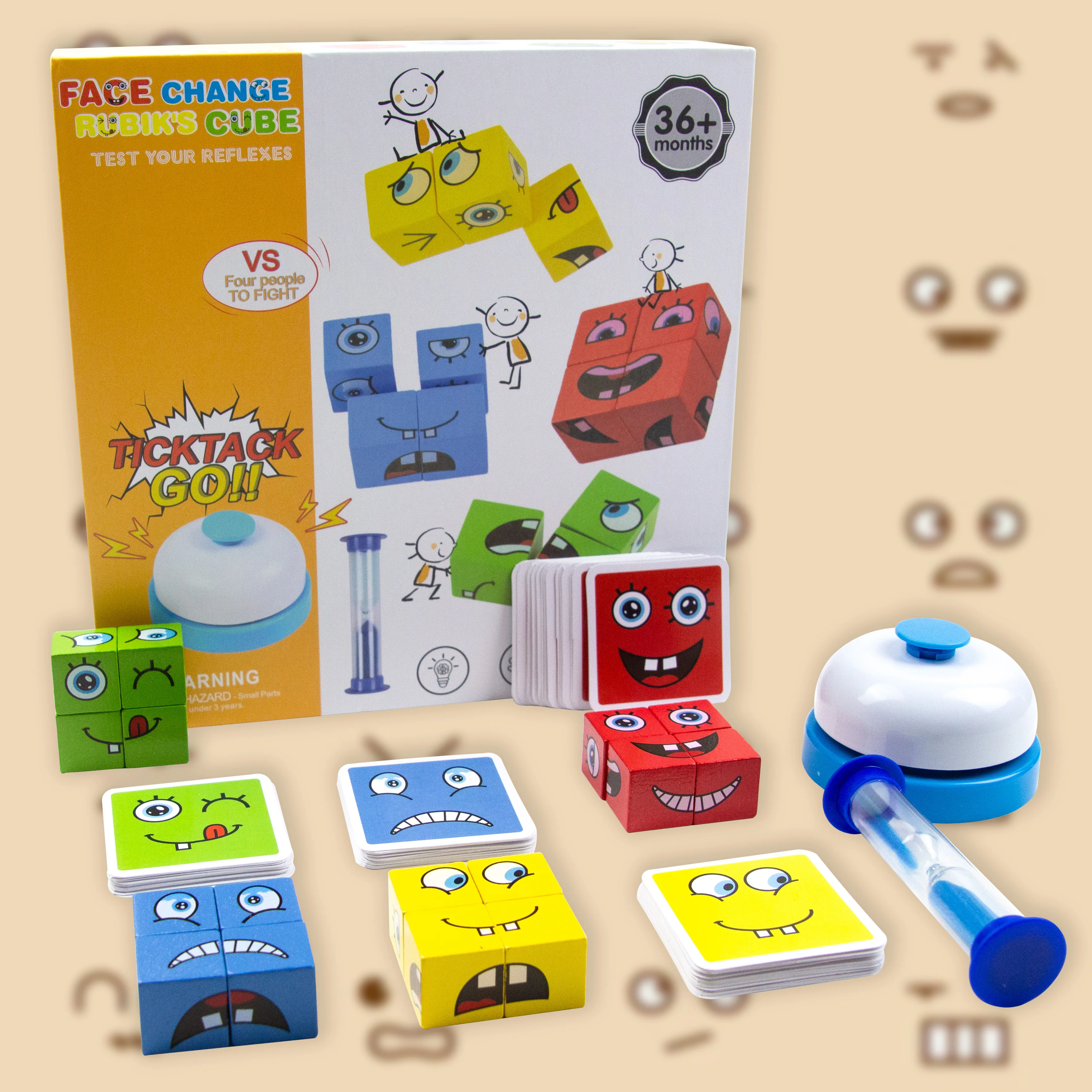 Cartoon Wooden Face Changing Cube Magic Building Blocks Game Montessori Toys 3D Puzzle Cube for Children