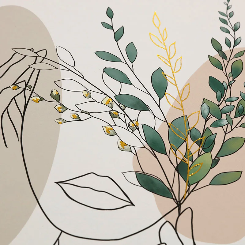 Portrait Framed Wall Art Gold Foil Embellishment Wall Painting Decor Art