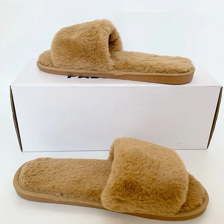 USA New Arrival Women Anti-slip Plush Slippers Cotton Fur Thick Sole Home Slippers WINTER