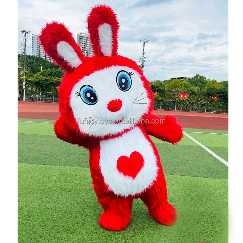 Air Inflatable Rabbit Mascot Furry Bunny Mascot Costume Adult Halloween Cosplay Costumes