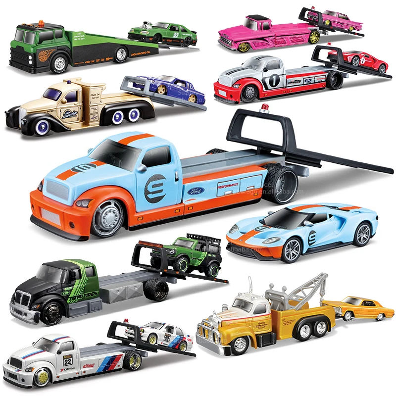 Maisto 1:64 Ford GT heritage transport ramp truck mack flatbed dicast model cars toy vehicle car toys models car diecast toys