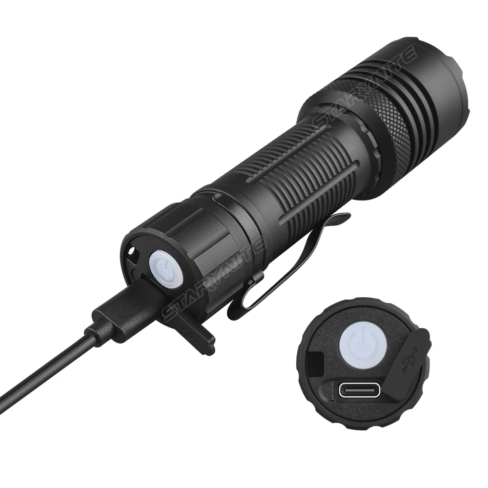 STARYNITE 2024 Новое поступление алюминиевый белый лазерный 18650 перезаряжаемый светодиодный фонарик