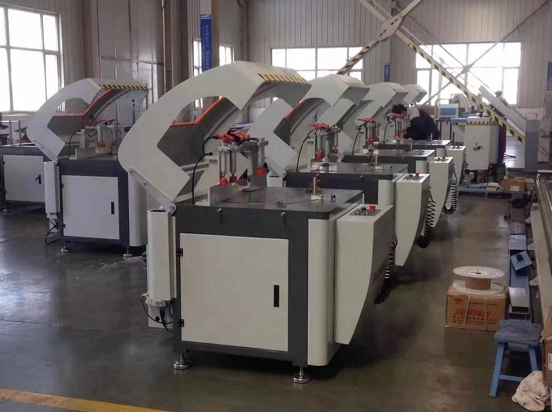 Single head cutting saw for aluminum and PVC window making